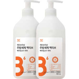 레인보우샵 주방세제 액티브 베이킹소다 워터, 2개, 400ml