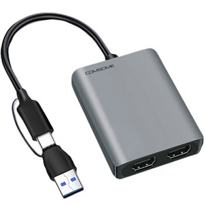 컴썸 USB TO HDMI 맥북 듀얼모니터 멀티 허브 CT-31P, 블랙, 1개