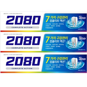 2080 컴플리트액션 쿨민트향 치약, 120g, 3개