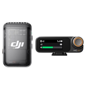 DJI 무선 Mic 2 마이크 송신기 1 TX + 수신기 1 RX 세트, DMT02(송신기), DMR02(수신기), 섀도우 블랙