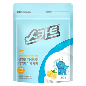 스카트 올인원 식기세척기 세제 뽀드득 유자향 60p, 600g, 1개