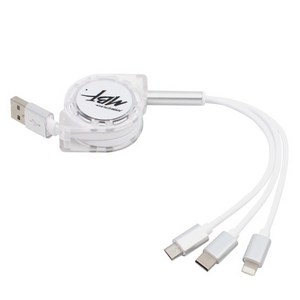 엠비에프 USB 3in1 멀티 충전케이블 MBF-USB3IN1WH, 1개, 화이트, 1m