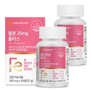 대웅생명과학 철분 25mg 플러스 27g, 90정, 2개