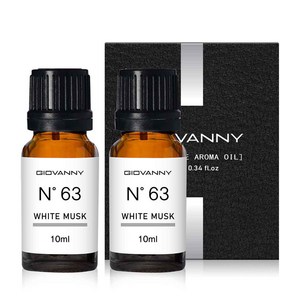 GIOVANNY 프레그런스 아로마 오일 연무 차량용 디퓨저 10ml 리필, 화이트머스크, 2개