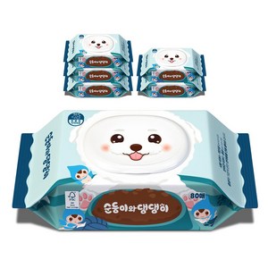 순둥이 순둥이와 댕댕이 반려동물 중성 물티슈 캡형, 80개입, 6팩