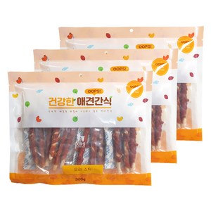 웁스 강아지 건강한 간식, 오리스틱, 300g, 3개