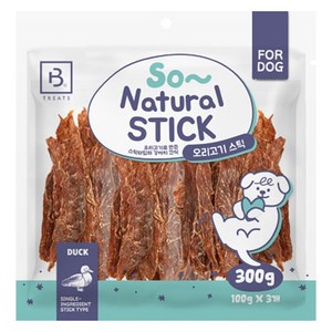 브리더랩 강아지 쏘내추럴 바삭한 스틱 간식, 오리고기, 300g, 1개