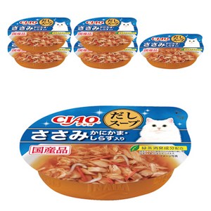 고양이 CIAO 다시스프컵, 60g, 6개, 혼합맛(닭가슴살/게맛살/치어)