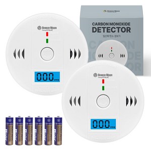 브리즈문 일산화탄소 경보기 감지기 캠핑용 가정용 측정기 + 배터리 세트, 2세트, 화이트