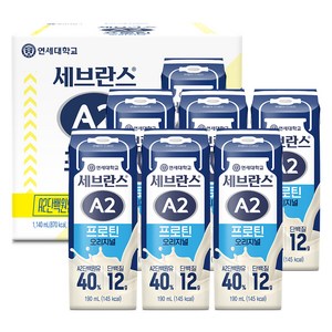 세브란스에이투 연세유업 프로틴 음료 오리지널, 190ml, 6개