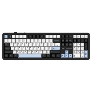 AULA 독거미 펀키스 LEOBOG V3 유무선 한글 기계식 키보드, 블랙 + 블루 + 화이트, F108, 황축