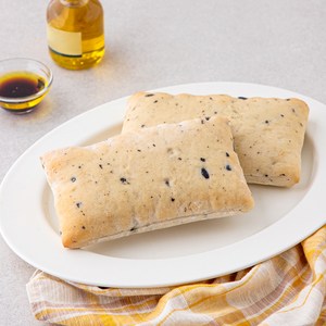 프레시오늘 신선냉장 엑스트라버진 올리브오일 스페인 생효모 블랙올리브 치아바타, 105g, 2개입, 1개