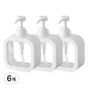 아리코 펌프 디스펜서 리필용기 500ml, 화이트, 6개