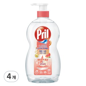 프릴 맑은식초 주방세제 산뜻한 자몽향, 700ml, 4개