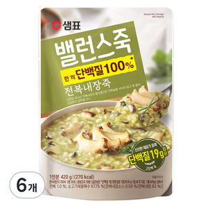 샘표 밸런스죽 전복내장죽, 420g, 6개