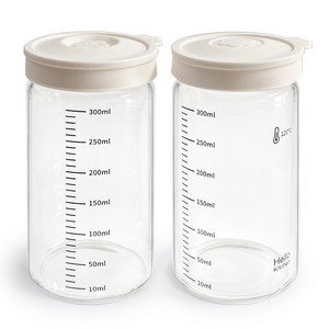 헬로키친 내열유리 실리콘캡 눈금 유리병, 2개, 300ml