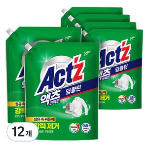 액츠 퍼펙트 딥클린 액상세제 리필, 2.2L, 12개