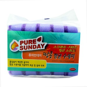 퓨어썬데이 땅콩 항균 스펀지 수세미, 5개입, 1개