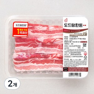 도드람 한돈 1등급 삼겹살 구이용 (냉장), 300g, 2개