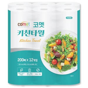 코멧 천연펄프 키친타월, 12개, 200매