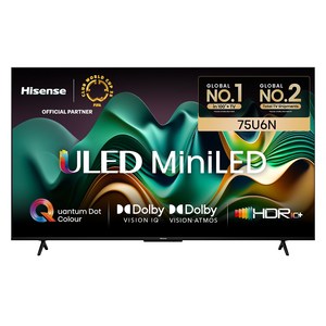 HISENSE 4K UHD Mini LED 스마트TV 75U6N, 190cm(75인치), 스탠드형, 방문설치