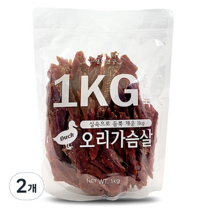 댕냥이생활연구소 듬뿍 오리가슴살 강아지간식, 2개, 1kg, 오리