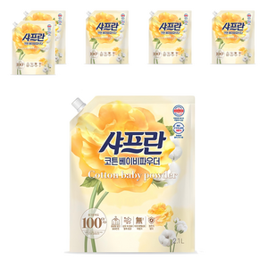 샤프란 섬유유연제 코튼 베이비파우더 리필, 2.1L, 6개