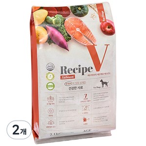 유한양행 레시피브이 세븐제로 S 강아지 사료, 연어, 2.1kg, 2개