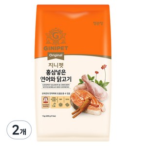 정관장지니펫 오리지널 홍삼넣은 강아지 사료, 닭+연어, 1kg, 2개