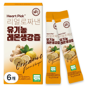 하트픽 리얼로 짜낸 유기농 레몬생강즙 14p, 210g, 6개