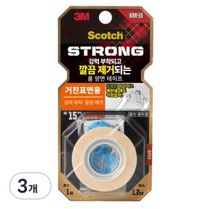 스카치 거친표면용 이지필 초강력 폼 양면테이프 15mm x 1m, 화이트, 3개