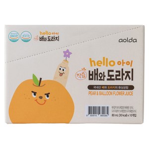 아올다 헬로아이 착즙 배와도라지, 80ml, 10개, 혼합맛(배/도라지)