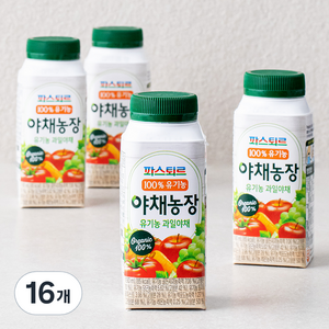 파스퇴르 야채농장 유기농 과일야채주스, 190ml, 16개