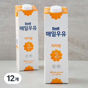 매일우유 저지방2% 우유, 900ml, 12개