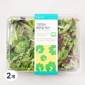 팜에이트 무농약 인증 크런치 & 어린잎 믹스, 200g, 2개