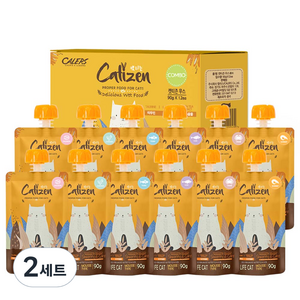 캣티즌 무스 짜먹는 고양이 간식 12개입, 치킨, 참치, 연어, 대구, 새우, 게살, 90g, 2세트