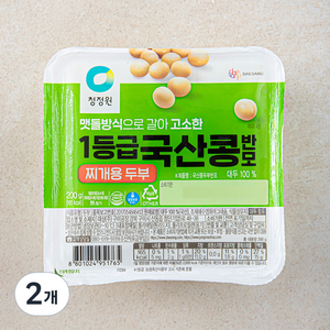 청정원 국산 1등급 찌개용 콩두부 반모, 200g, 2개