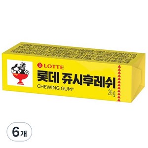 롯데웰푸드 쥬시후레쉬 츄잉껌, 26g, 6개