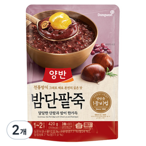 양반죽 밤단팥죽 파우치죽, 420g, 2개