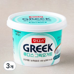 후디스 그릭요거트 달지않은 저지방, 450g, 3개