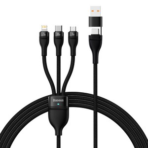 베이스어스 플래쉬2 C+USB for 3in1 100W 초고속 멀티케이블, 1.2m, 블랙, 1개