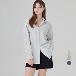 ELLE PARIS 루즈핏 데일리 긴팔 스트라이프 셔츠