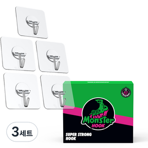 몬스터클리어겔 무타공 부착식 후크 5p, 3세트