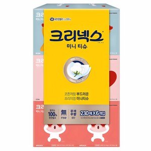 크리넥스 카카오 디럭스 미니 천연펄프 미용티슈 2겹, 230매, 6개