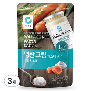 청정원 싱글 파우치 명란 크림 파스타 소스, 150g, 3개