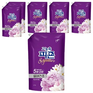 피죤 고농축 실내건조 시그니처 섬유유연제 미스틱레인 리필, 1.7L, 6개
