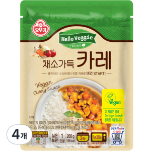 오뚜기 헬로 베지 채소 가득 카레, 4개, 200g