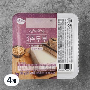 맑은물에 1등급 국산콩 촌두부, 300g, 4개