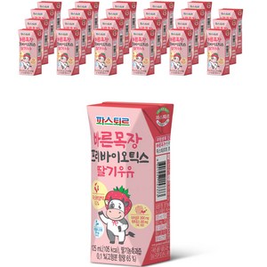 파스퇴르 바른목장 프리바이오틱스 딸기우유, 125ml, 24개