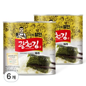 광천김 3대째 달인 재래 캔김, 30g, 6개